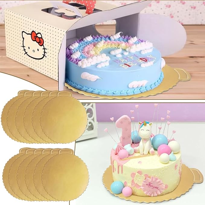 3 Pcs Cake Stand with 20Pcs Cakeboard Round, Cake Stand Set Disc Diameter 8" 10" 12", Perfect Dessert Table Display Set, Cupcake&Cake Stands for Party, Wedding, Birthday (Gold)