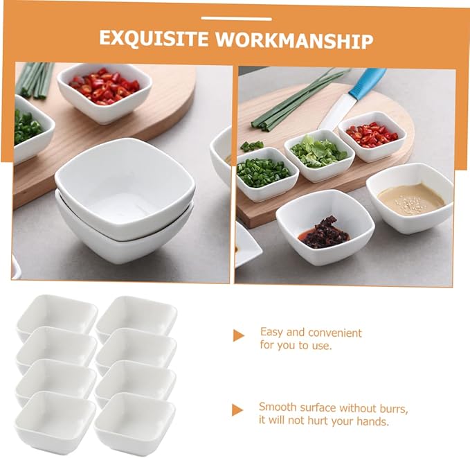 Alipis 8pcs Ceramic Dipping Bowl Solid Color Condiment Plates for Sauces Snacks and Appetizers for Restaurants and Home Use