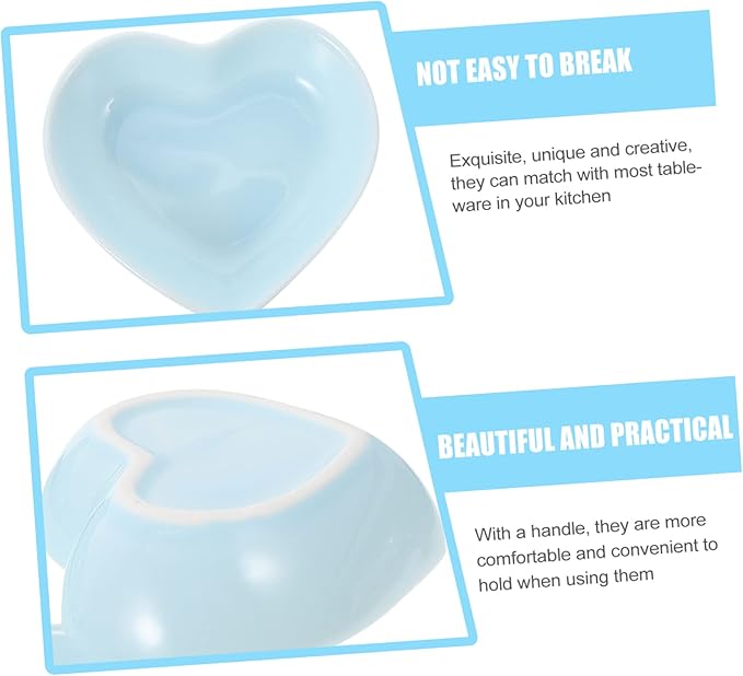 6pcs Heart Shaped Plate Sauce Container Serving Bowl Ceramic Appetizer Dishes Dessert Dish Bowl Seasoning Dishes Sushi Appetizer Plate Ceramics Dipping Sauce Bowl Purple re-usable (Color : Blu