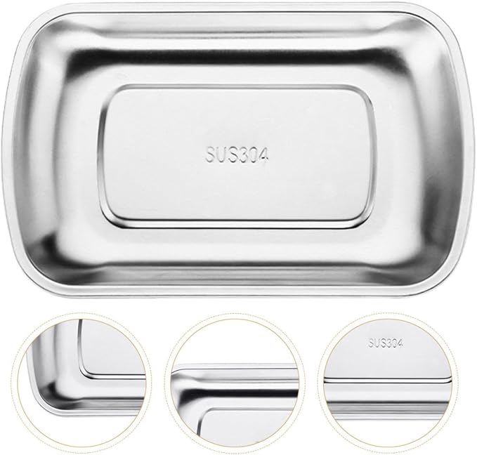 ARTIBETTER Stainless Steel Rectangle Food Tray Large 304 Steel Snack Holder Roast Meat Plate Pastry Serving Tray for Dining Table and Barbecue Use