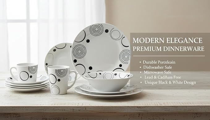 12-Piece Ceramic Dinnerware Set, Grey & White Modern Minimalist Tableware, Dishwasher & Microwave Safe, 4-Person Bowl Plate Cup Set