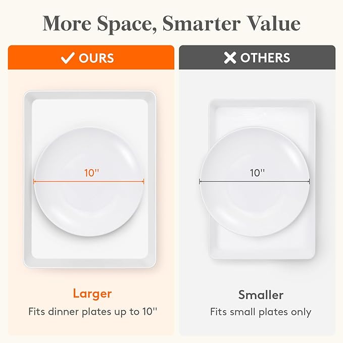 Lifewit 6 Pcs Plastic Serving Platter for Party, 16" x 12" White Platters for Serving Food, Reusable Extra Large Tray for Buffet, Fruit, Dessert, Veggie, Holiday Christmas Essentials, Rectangle