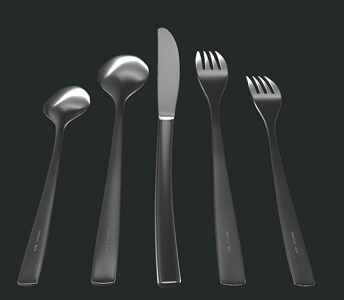 30-Piece Flatware Set For 6, Modern Sleek Design Silverware Set, 18 10 Stainless Steel Utensils, Include Knife/Fork/Spoon, Mirror Polished Set of Cutlery, Dishwasher Safe