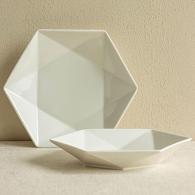 Dining Plates Simple Ceramic Plate Tableware Vegetable and Fruit Salad Bowl Home Dessert Plate Restaurant Barbecue Plate Dinner Plate
