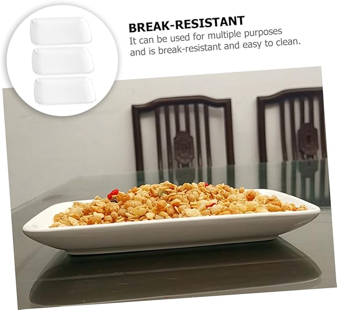 Zerodeko 3pcs White Appetizer Plates Set Rectangular Snack Serving Trays for Family Gatherings Parties Weddings