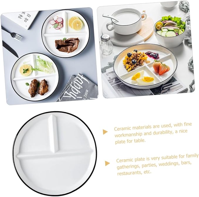 ABOOFAN Ceramic Divided Plate for Adults Stylish Food Tray with Rim Multi Functional Dish for Salads Desserts and Appetizers for Home Parties and Picnics