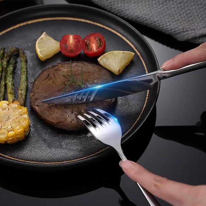 12 Pcs Flatware Cutlery Set for 4 Stainless Steel Serving Utensils Set for Parties Silver Large Flatware Spoons Forks Dinner Knives for Home Restaurant Wedding