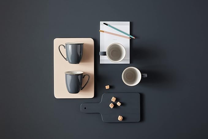 Denby - Elements Fossil Grey Dinner Set For 1-4 Piece Ceramic Tableware - Dishwasher Microwave Safe Crockery Single Place Setting - 1 x Dinner Plate, 1 x Small Plate, 1 x Cereal Bowl, 1 x Coffee Mug