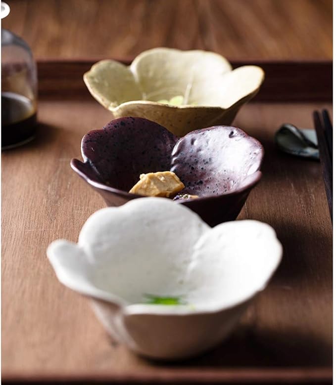 Ceramic cutlery salad bowl Ceramic Appetizer Plate, Snack Plate, Tableware, Seasoning Plate, Dipping Sauce Plate, Flower-Shaped Sauce Plate small bowl (Size : C)