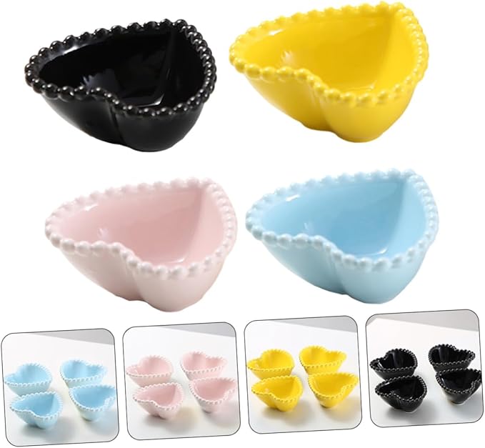 4pcs Candy Dish for Desk Creative Sauce Plate Small Simple Styled Dish Dishwasher Safe Ceramic Plates Random Color