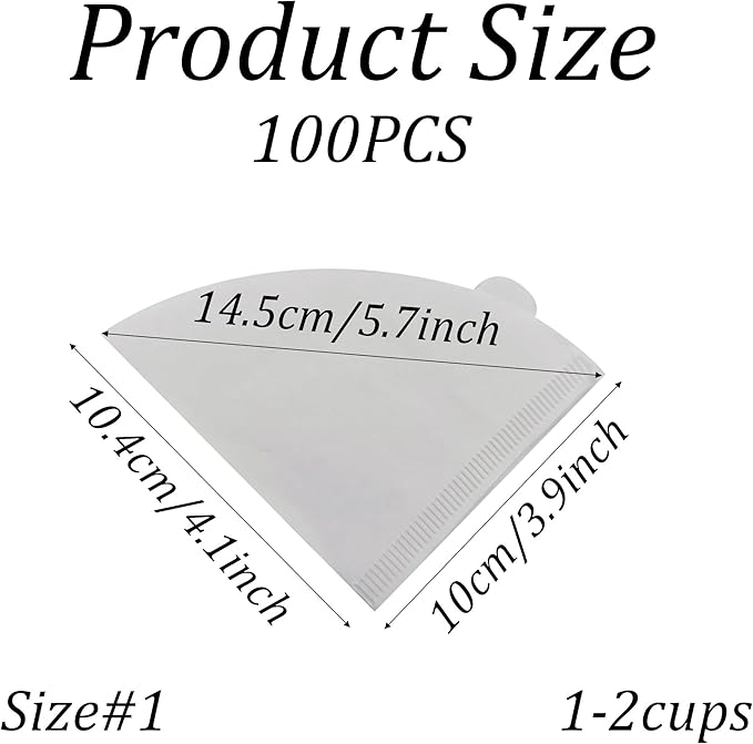 pson 100Pcs Coffee Filters #1, Disposable Coffee Filter Paper for 1-2 Cups, Compatible with Drip Coffee Maker and Pour Over(White)