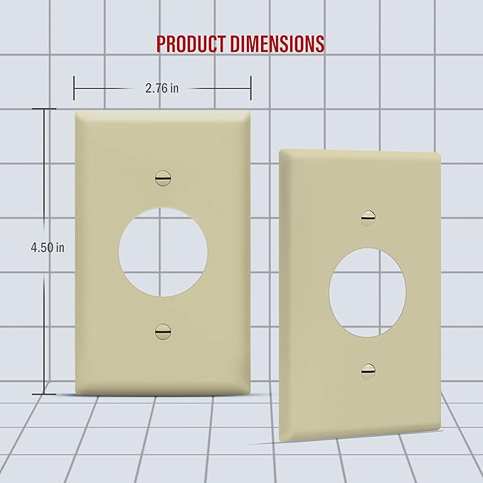 ENERLITES 1.406" Hole Single Receptacle Outlet Wall Plate, Size 1-Gang 4.50" x 2.76", Polycarbonate Thermoplastic, 8851-I-10PCS, Ivory (10 Pack)