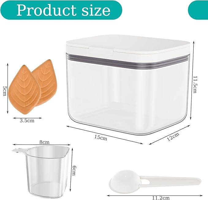 Brown Sugar Container Airtight, 1.3Qt(42Oz/1.2L) Brown Sugar Keeper Storage Container with Spoon, Clear Food Saver Jar for kitchen