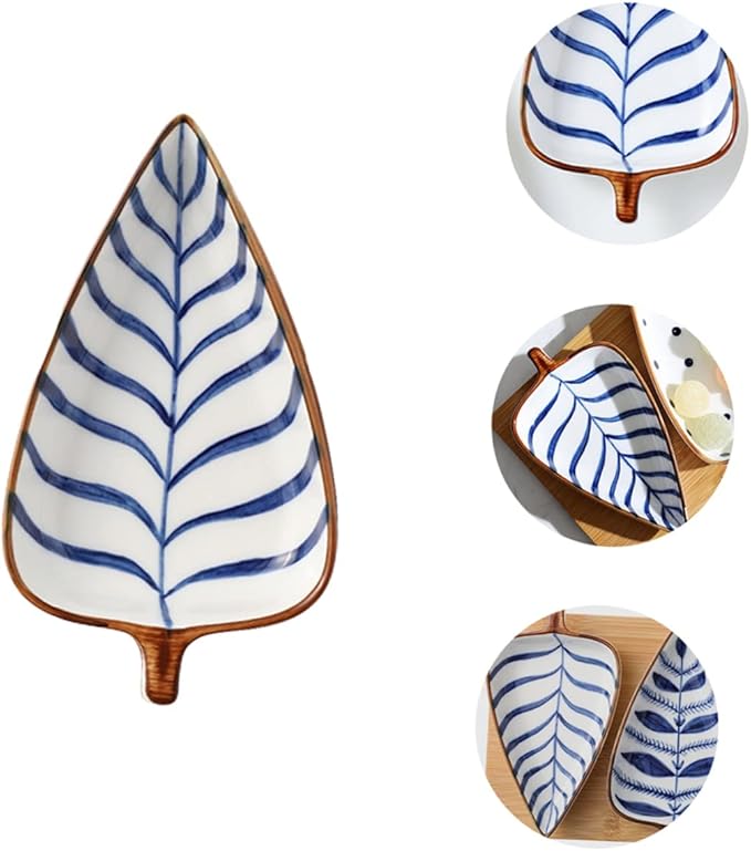 Cabilock Leaf Shape Mini Sauce Plates Ceramic Household Dipping Dishes for Snacks Seasonings and Appetizers Easy to Clean for Desserts and Side Dishes