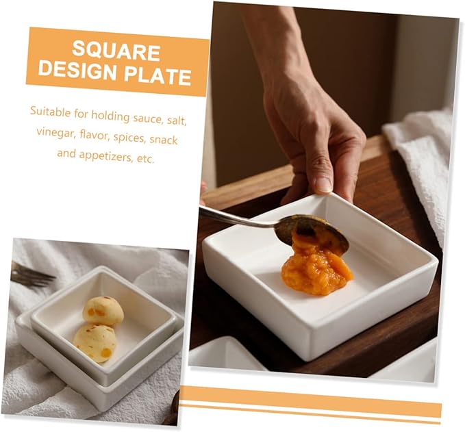 LIFKOME 2pcs Sauce Dishes Square Serving Plates for Snacks Dipping Sauces Stylish Kitchen Gadgets Craftsmanship