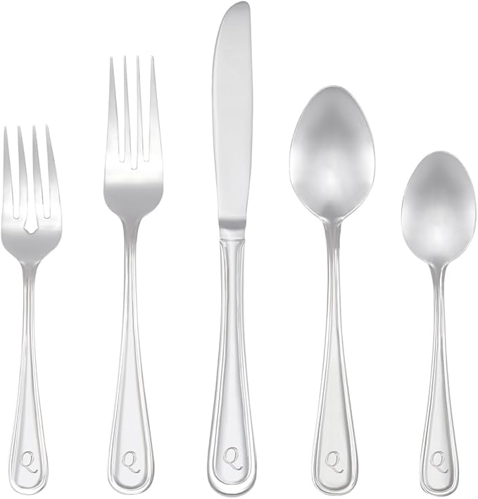 RiverRidge 46-Pc. Monogrammed Flatware, Service for 8, Marina Pattern - Q