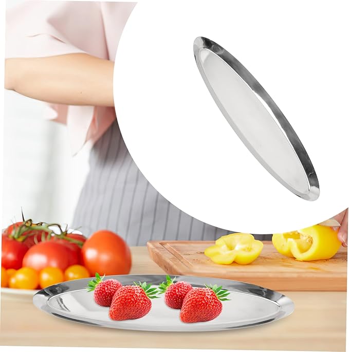 Stainless Steel Snack Serving Tray Creative Oval Food Plate for Restaurant Home Use for Towel Storage Desserts and Appetizers