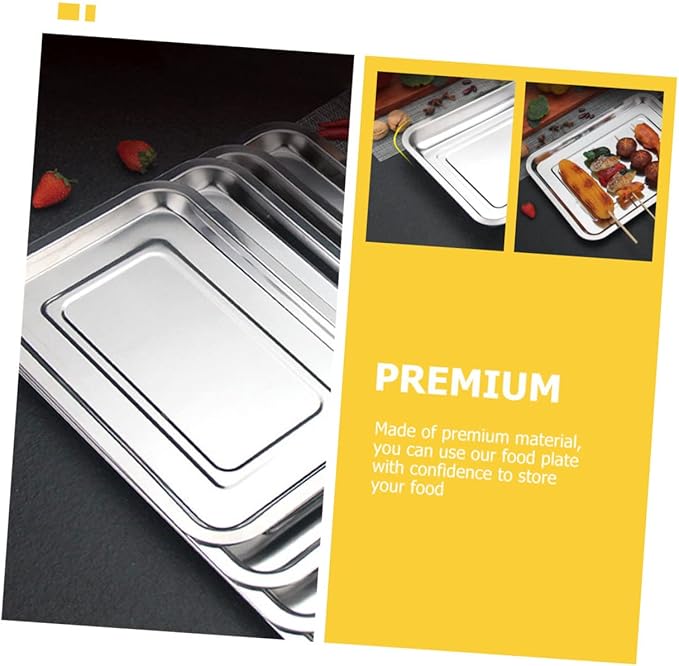 10Pcs Stainless Steel Serving Tray Multi Purpose Food Plate for Kitchen Steaming and Storage Elegant Design Smooth Surface and Practical Use