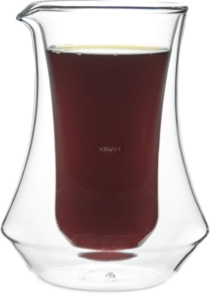 KRUVE PIQUE Coffee Carafe - Elegant Double-Wall Glass Design, 10oz (300ml) Capacity for Perfectly Brewed Coffee, Ideal for Entertaining Guests and Coffee Lovers, Keeps Your Brew Hot and Hands Cool