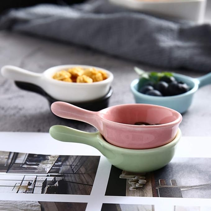Ceramic Sauce Dish with Handle Seasoning Dish Sushi Soy Dipping Bowl Appetizer Plates for Wedding Home Party 40ML-Bue