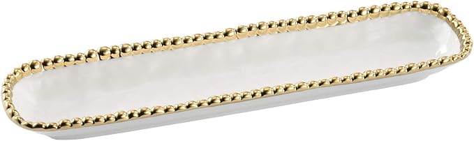 Pampa Bay Porcelain Cracker Cheese and Charcuterie Tray (White and Gold)