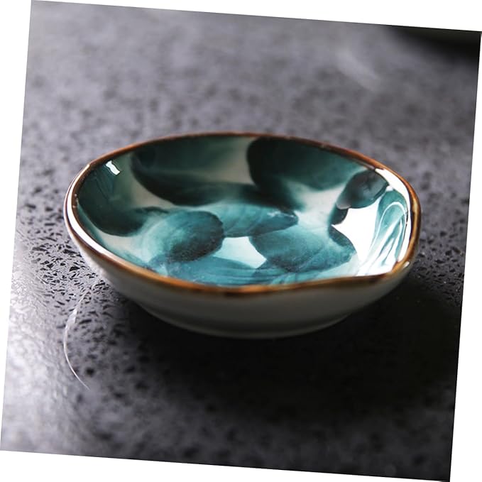 Happyyami 2pcs Hand-painted Ceramic Disc Snack Tray for Boys and Girls Serving Platter Appetizer Plate Condiment Tray
