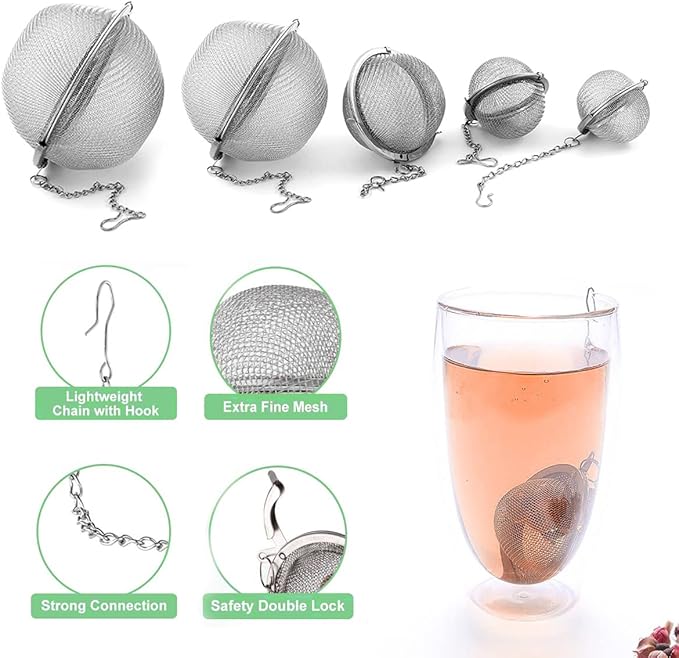 3 Pcs Tea Strainer Infuser Ball - Stainless Steel Mesh Tea Filter for Leaves Spice Herb Filter Fruit Squeeze - 2.8in / 7cm Diameter