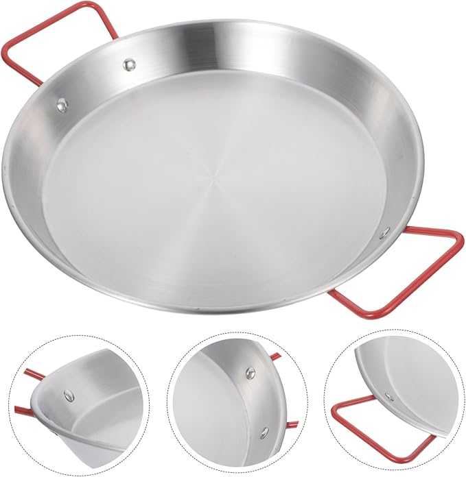 28cm Stainless Steel Snack Tray with Red Double Handles Decorative Serving Platter for Picnics and Parties Kitchen Tableware