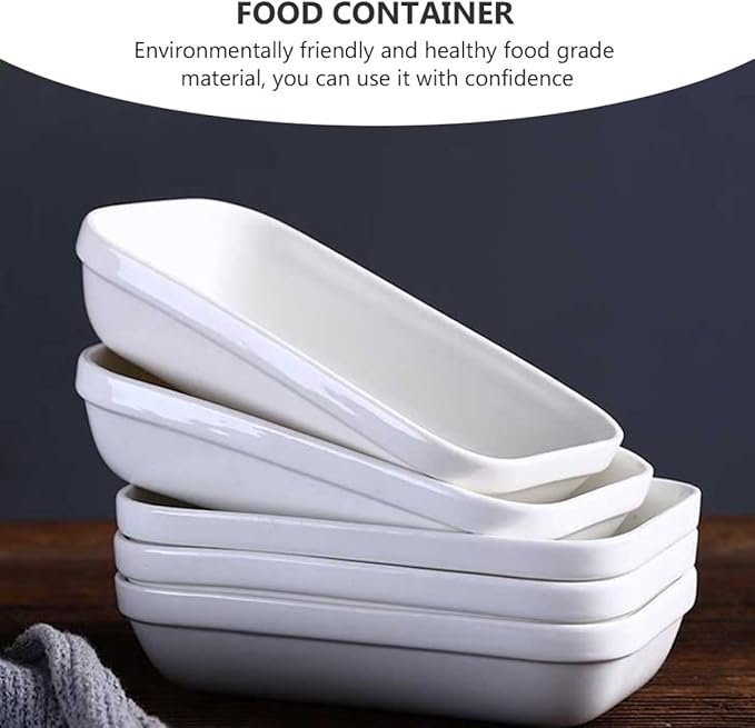 1pc Ceramic Snack Holder Plate Rectangular Food Container for Appetizers Desserts and Fruits Design for Home Restaurant and Buffet Use