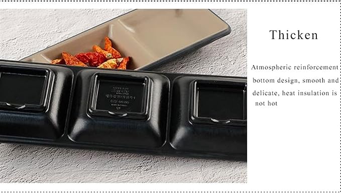 Sauce Dish Melamine Plastic Appetizer Plates Divided Dipping Bowl Tray Condiment Dish Storage for Kitchen Spices Vinegar Nuts Sushi Vinegar (2 Compartments) Dipping Bowls (B)