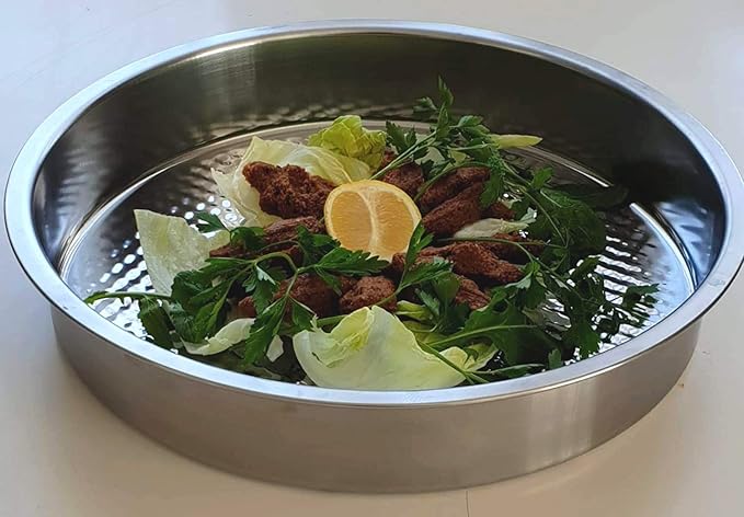 Dlk Stainless Steel Raw Meatball Tray 15 inches (Turkish Cig Kofte) Silver