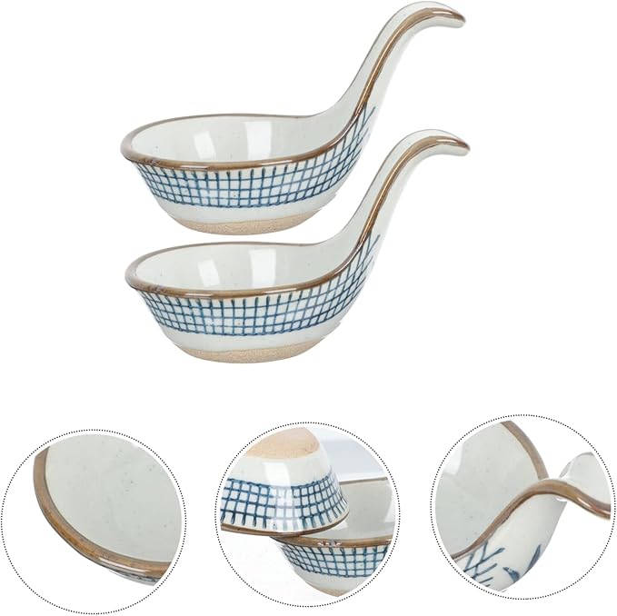 Mobestech 2Pcs Ceramic Caviar Spoon and Sauce Dish Set Food-Grade Kitchen Dipping Bowls for Seasoning and Condiments Creative Serving Tableware