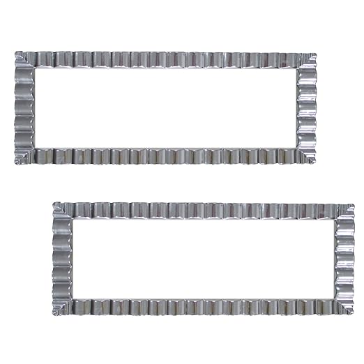 Party Essentials N140604 Hard Plastic Decorative Wavy Trays, 14" x 6", White w/Silver Edge (Case of 12)