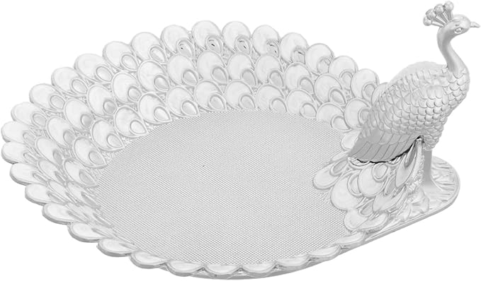 GLEAVI Delicate Peacock-theme Serving Tray for Parties Elegant Metal Fruit Platter and Snack Holder Decorative Storage for Candies and Nuts Versatile Use Living Rooms and Dining Areas