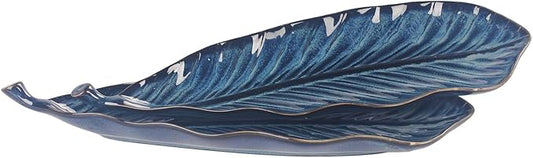 Serving Platter Olives Plate Set of 2, Large Serving Tray for Entertaining, Porcelain Trays and Platters, Salad Appetizer Tray,Dishwasher & Microwave Safe, Royal blue 14.5 Inch