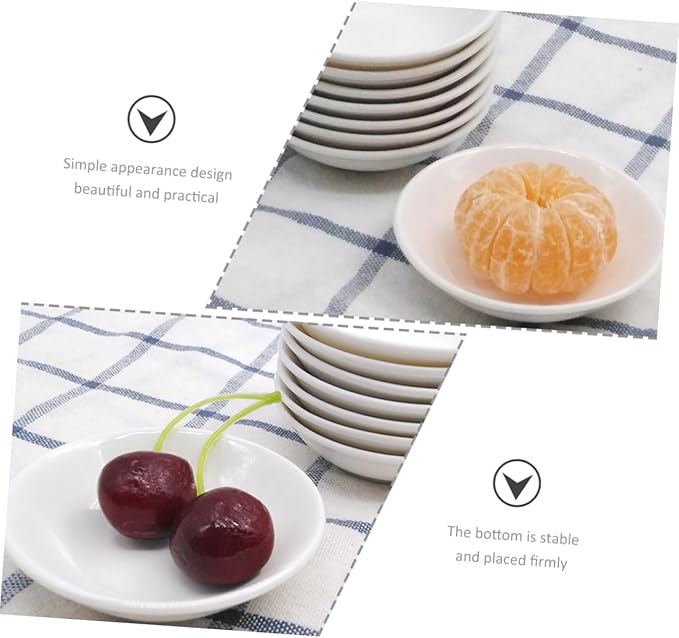 6pcs Ceramic Sauce Plates for Dipping Condiments White Seasoning Dishes for Snacks Appetizers and Desserts Dining Table