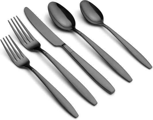 Cambridge 514445GZR Mathison Black Sand/Mirror 45-Piece Flatware Set