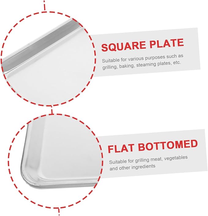Luxshiny Rectangular Stainless Steel Tray for Serving Baking Multi Use for Desserts Dumplings Snacks Easy to Clean Design