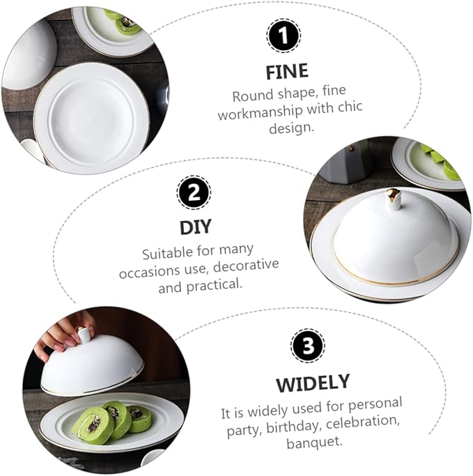 Round Ceramic Plate Lid Dinner Plate Cover Serving for Parties Banquets