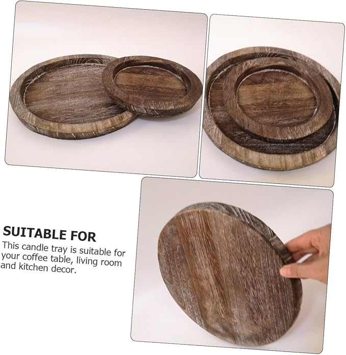 Cabilock 2pcs Solid Wood Serving Tray Large Extra Large Outdoor Decorative Tray Divided Sections for Food Vanity Bathroom Kitchen