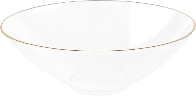 [16 OZ 20 Count] Clear Plastic organic Party Soup bowls With Gold Rim Premium heavyweight Elegant Disposable Tableware Dishes