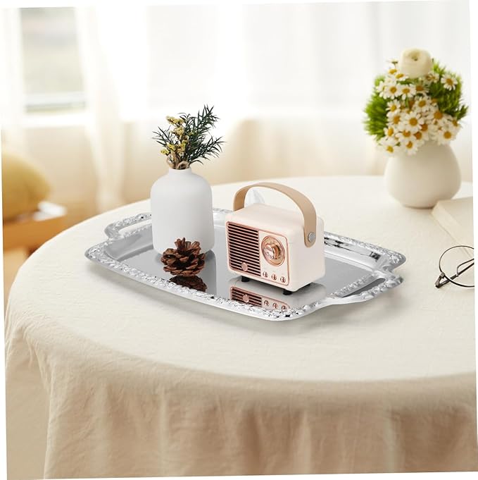 Zerodeko Sturdy Metal Serving Tray Multi-purpose Food Plate Dining Room Easy to Handle
