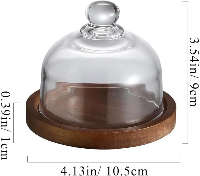 Charcuterie Snow Globe Container,Mini Individual Snow Globe Charcuterie Board with Wooden Base,Mini Cake Stand with Glass Dome Lid for Cheese Snacks and Holiday Table Decor (3pcs)