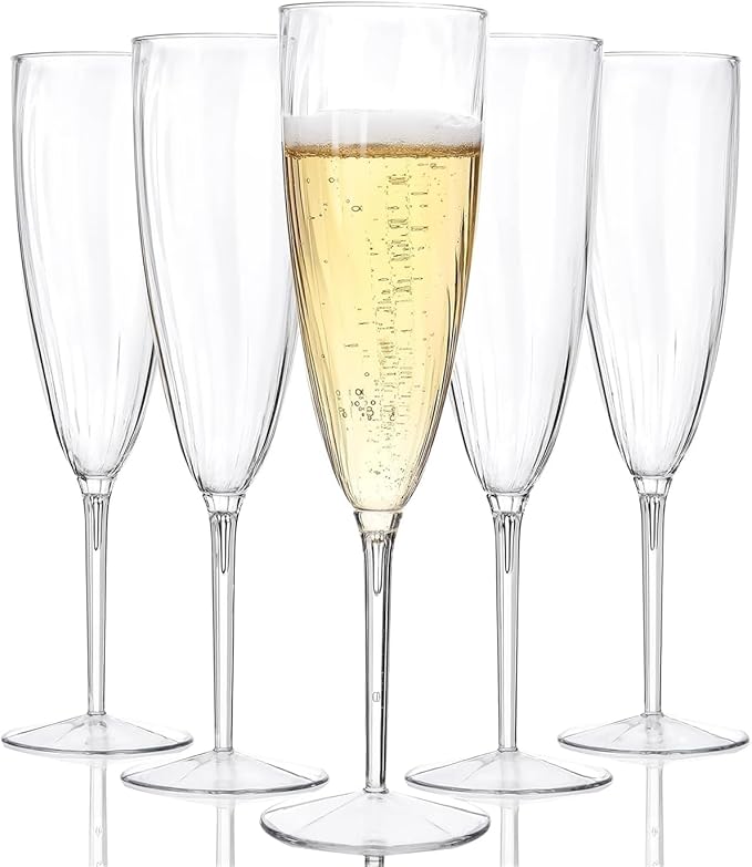 WDF 36PCS Clear Champagne Flutes Plastic - 6 OZ Clear Disposable Champagne Flutes Party Supplies for Wedding/Birthday/Parties