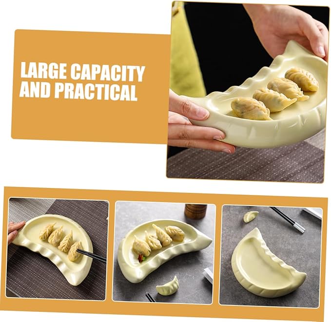 Luxshiny Ceramic Dumpling Shaped Plate Cute Japanese Sushi Platter for Appetizers Snacks and Desserts Versatile Ceramic Dish for Family Gatherings and Restaurant Tableware