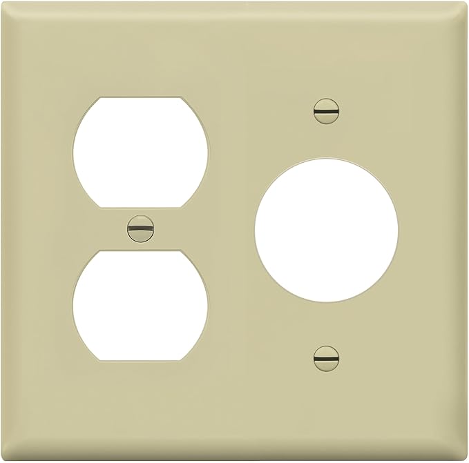 ENERLITES Combination Duplex Outlet/Single Receptacle 1.406" Hole Wall Plate Cover, Standard Size 2-Gang 4.50" x 4.57", Polycarbonate Thermoplastic, UL Listed, 882151-I, Ivory