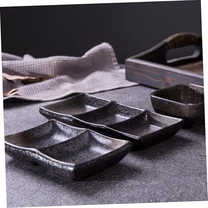 Cabilock 2pcs Ceramic Sauce Dishes Square Flavor Seasoning Bowls Versatile Appetizer Plates for Dipping Sauces Fruits and Snacks for Home Catering and Parties