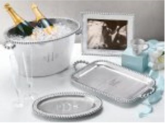Mariposa Pearled Service Tray | Silver | Brillante | Tableware | Trays | Recycled SANDCAST Aluminum | Handmade in Mexico