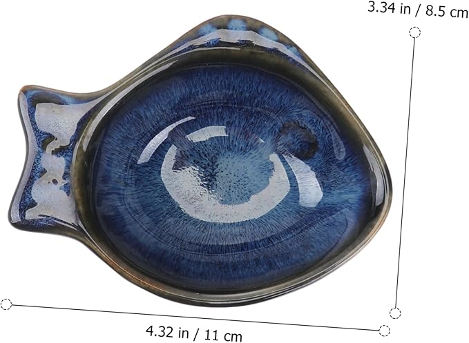 Fishbowl Condiment Dish Ceramic Serving Plate Unique Appetizer Bowl for Family