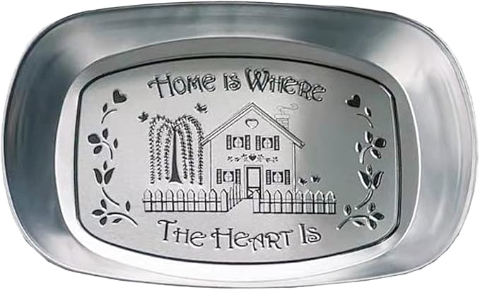 Portable Bread Tray, Oval Metal Picnic Plate Reusable Decorative Bread Serving Tray Multipurpose Tinplate Food Tray for Parties Gatherings (Home Style)